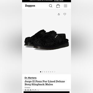 Dr. Martens Black Faux Fur Slingback Mules